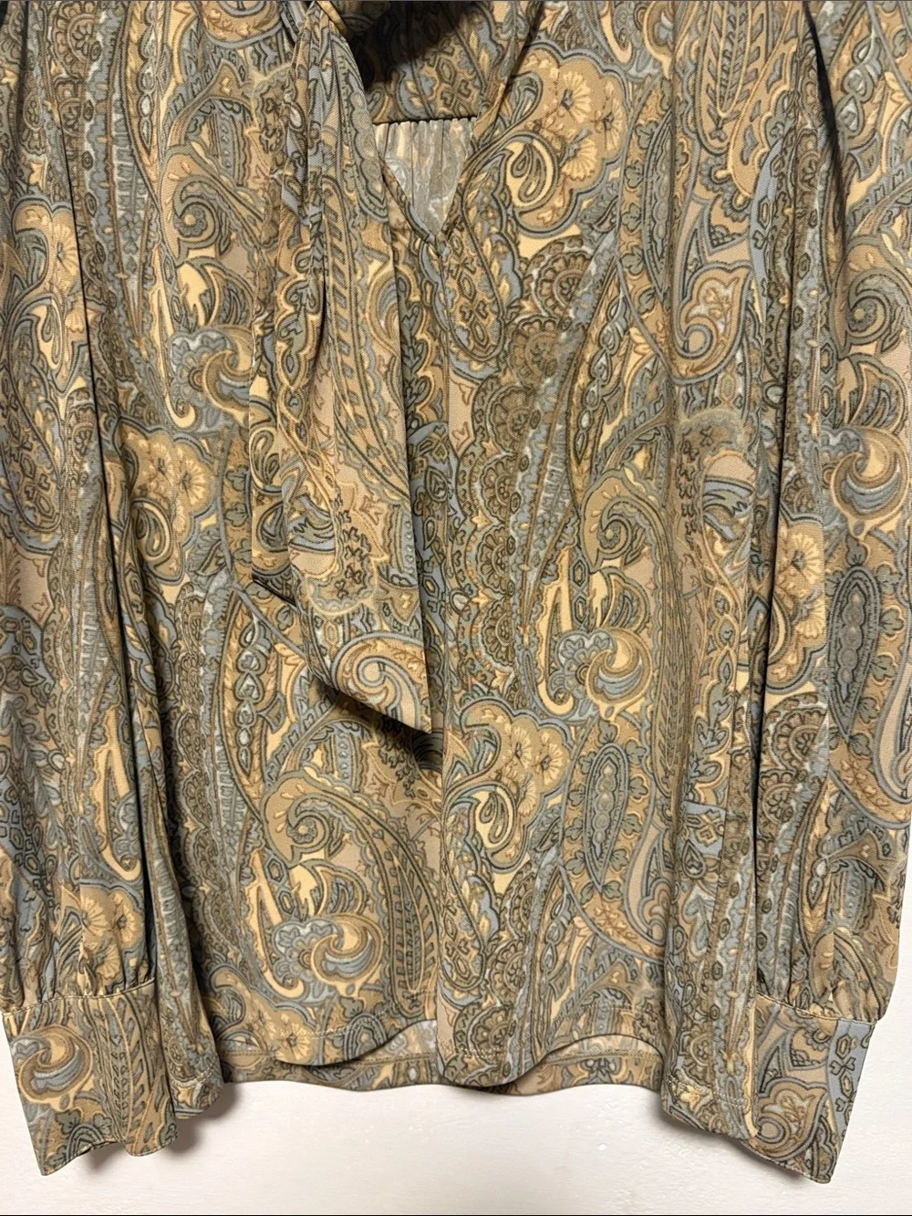 LAUREN RALPH LAUREN Paisley Tie Neck Blouse Size S Long Sleeve Top